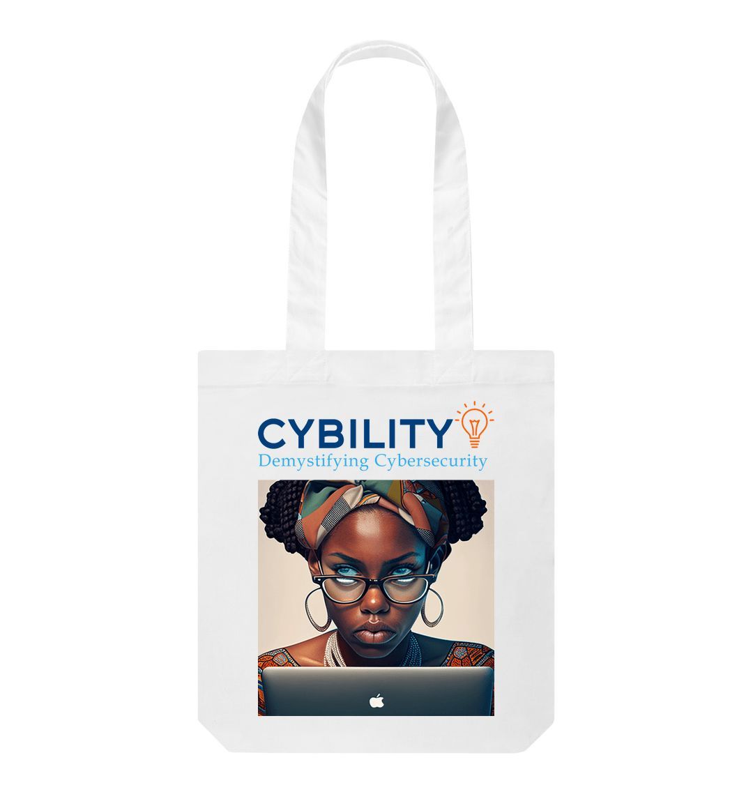 White Cybersecurity Visionary 'Kira' tote bag
