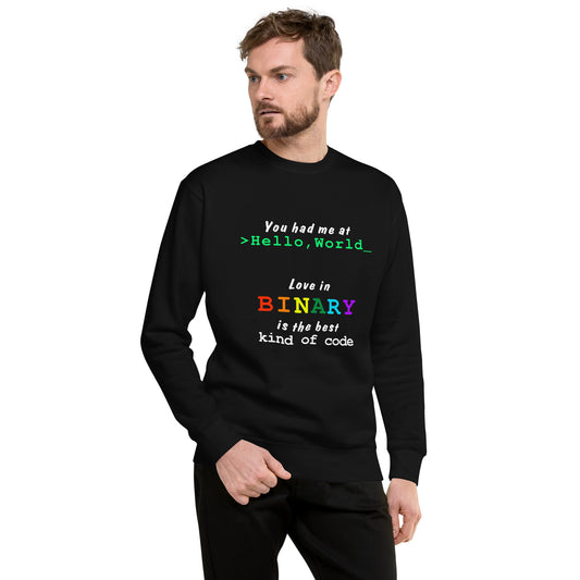 Valentine - Binary love (Unisex) Premium Sweatshirt
